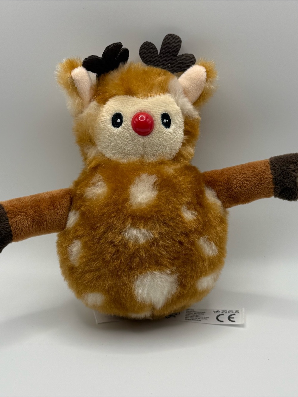Vintage 1994 Petting Zoo Rudolph Lolly With Red Nose Plush Toy (PL-36)